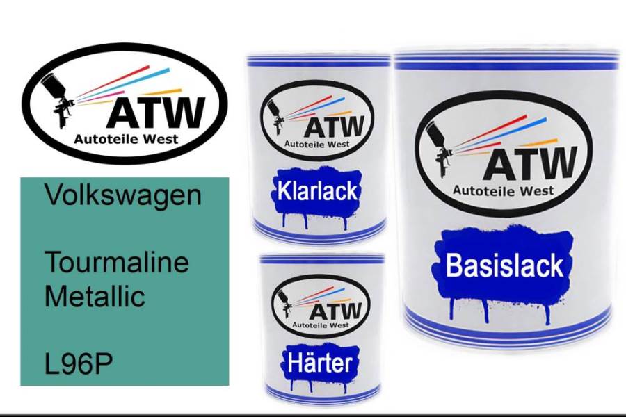 Volkswagen, Tourmaline Metallic, L96P: 1L Lackdose + 1L Klarlack + 500ml Härter - Set, von ATW Autoteile West.